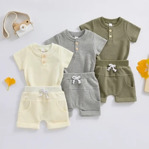 Citgeett Summer Infant Baby Boys Shortssetit Lyhythihaiset nappivohvelihousut ja vapaa-ajan shortsit Vaatesarjat
