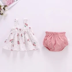 Musim Panas Bayi Sandhangan Kanggo Bocah-bocah wadon Set Bayi Tipis Cetak Mini Slip Gaun Celana Pendek 2Pcs Set Bayi Balita Bayi Pakaian Pakaian