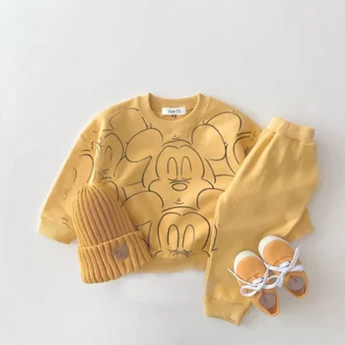 Nya designer tecknade kläder Träningsoverall Bebis Pojke Sommartryckta kläder T-shirt+shorts Bebis Flicka Casual Enfärgade set