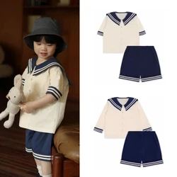 Seti La'ei o Pepe Tama Teine Sailor Collar Soft Cotton Fashion Pepe Navy Uniform Teuga Pepe