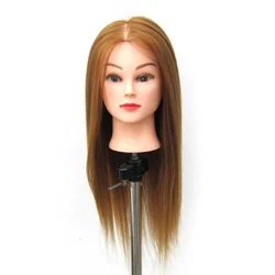 Doliau Pen Mannequin Benyw Ar Gyfer Triniwr Gwallt Trin Gwallt Plethu 60cm Hir Trin Gwallt Pen Hyfforddi Steilio Synthetig