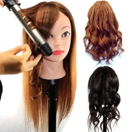 Hochwertiger Mannequinkopf aus 100 % echtem Menschenhaar, professionelle Übungsköpfe für die Kosmetikschule für Friseursalons