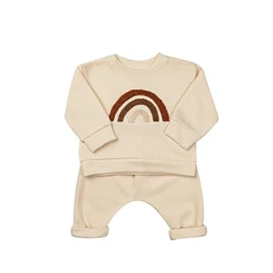 Bolalar O'g'il-qizlar uchun uzun yengli pullover top + shimlar to'plami Moda kundalik bir tekis rang