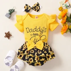 Babypige Tøjsæt Småbørn Baby Kid Piger Flæsede Blomster Print Overdele Gul Pink Flared Bukser Outfits Nyfødt Tøj