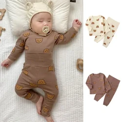 0-3T Bayi Baru Lahir Anak Bayi Laki-laki Perempuan Set Pakaian Lengan Panjang Atasan Katun dan Celana Setelan Pj Set Lucu Manis Baju Tidur Piyama Set Pakaian