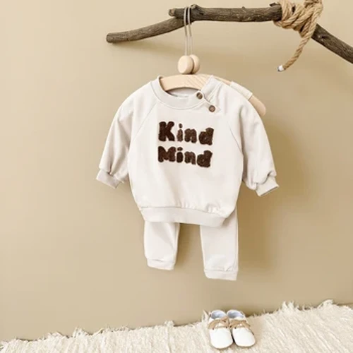 2024 Nyt børnesæt Newborn Pullover Langærmede Bukser Forår Dreng Pige 2 STK Babytøj Broderede bogstaver 0-4Y