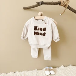 2024 Baru Anak Set Baru Lahir Pullover Lengan Panjang Celana Musim Semi Laki-laki Gadis 2PCS Pakaian Bayi Bordir Huruf 0-4Y