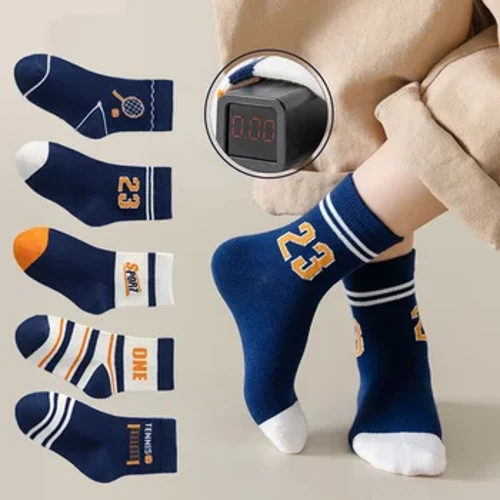 5 Pairs Izingane Abafana Bakabhothi Amasokisi Ithenisi Izingane Ezemidlalo Abafundi Besikole Amasokisi Ikwindla Ekwindla Ethambile Ingane Encane I-Mid Tube Sock