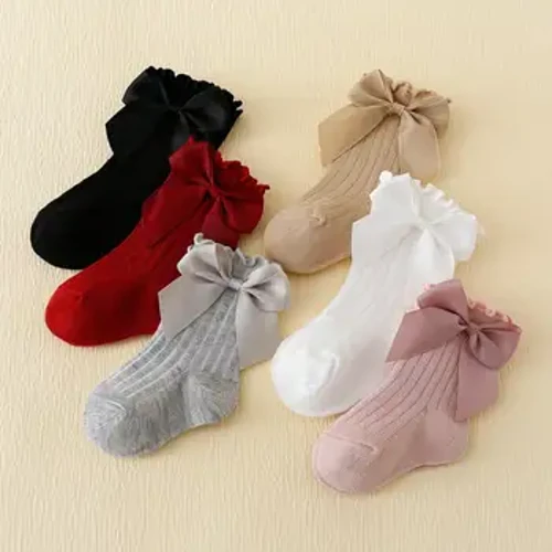 6 pares de calcetines con boca de burbuja para bebé de encaje Rowan Bow