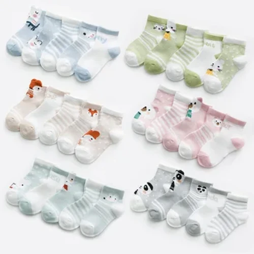 5 Pasang/Banyak 0-2Y Bayi Kaos Kaki Bayi Kaos Kaki Bayi untuk Anak Perempuan Katun Mesh Lucu Bayi Laki-laki Balita Kaos Kaki Aksesoris Pakaian Bayi