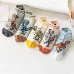 5 Đôi Tất Họa Tiết Khủng Long Cho Bé Trai Thoải Mái Thoáng Khí Thông Thường Tất Mềm Cho Trẻ Em