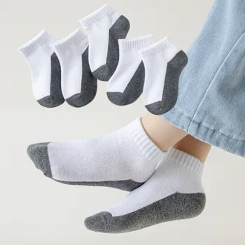 5 Cặp/lô 2023 Mùa Hè Mới Tất Trẻ Em Cotton Trẻ Em Teen Thời Trang Đen Trắng Xám Cho 1-12 Tuổi Học Sinh bé Gái Tất Bé Trai