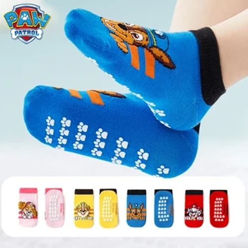 4 Pcs/set Asli Paw Patrol Anak Musim Semi Musim Gugur Kaus Kaki Anak Laki-laki Anak Perempuan Celana Pendek Katun Tabung Pendek Non Slip Lantai Kaus Kaki Usia 2-6T