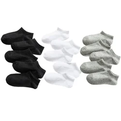 5 pares de calcetines para bebés, niños y niñas, calcetines negros, blancos y grises, calcetines suaves de algodón para bebés recién nacidos, calcetín cómodo y suelto, ropa deportiva escolar para niños