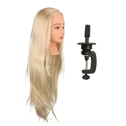 26' Salon Hairdressing Praktek Pelatihan Kepala Model Panjang Lurus Emas Rambut Manekin Kepala Boneka dengan Stand Rambut Manekin Kepala