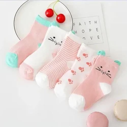 5 paia di calzini per bambini in cartone animato simpatico gatto animale in morbido cotone lavorato a maglia per neonata per bambini ragazzo neonato calzini per bambini per 0-6 anni