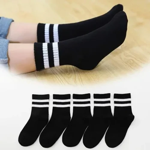 5 Cặp/lô Màu Nguyên Chất Mềm Mại Thoáng Khí Trẻ Em Học Tất Bé Gái Bé Trai Cổ Màu Xám Đen Trắng Thể Thao Tất Trẻ Em