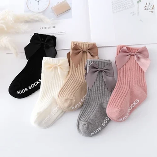 Phụ Kiện Cho Bé Sơ Sinh Nơ Lớn Tầng Tất Trẻ Sơ Sinh Tất Trẻ Em Trẻ Em Bốn Mùa Chống Trơn Trượt Đôi Tất Cotton Tập Đi bé Gái Quần Áo