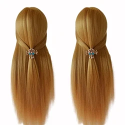 100% Ard-Teocht Snáithín Gruaige blonde Ceann Oiliúna Ceann Mannequin Le haghaidh Gruagaireachta Braid Ceann Doll Manikin Le Clamp