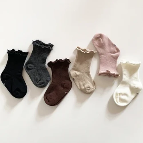 Spring Summer New Children Walking Socks Cute Solid Lace Edge Princess Baby Socken Kumportable Soft Newborn Baby Cotton Stocking