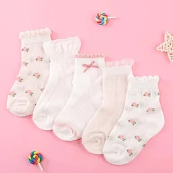 Tất Trẻ Em 5 Cặp/lô Xuân Hè Cotton Bé Gái Tất Hoa Dễ Thương Họa Tiết Cho Trẻ Em Bé Bé Gái Quần Áo Phụ Kiện