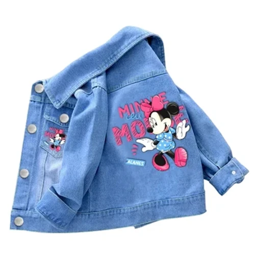 2023-as új baba fiú lányok farmer Mickey Minnie egérkabát kabát tavaszi ősz gyermek felsőruházat pamut gyerekruhák 2-9 éves korig