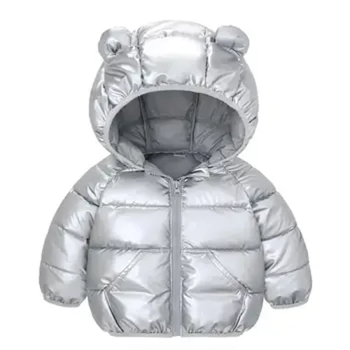 Outono inverno bebê meninos meninas com capuz urso orelha jaquetas infantil engrossar quente com zíper para baixo jaqueta de algodão recém-nascido casaco