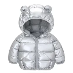 Autunno Inverno Neonate Ragazze Giubbotti per orecchie da orso con cappuccio Infantile addensare caldo piumino con cerniera Cappotto capispalla in cotone neonato