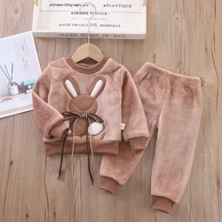 Bé Trai Bé Gái Bộ Quần Áo Tricken Lông Cừu Trẻ Em Có Mũ Áo Khoác Ngoài Áo + Quần 2 Bộ Trang Phục Muỗng Ấm Bộ Trang Phục