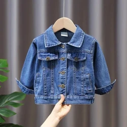 Jeansjackor för barn Trenchcoat Broderijackor Pojke Babyjeansjacka Fritidskläder Vår höstkläder