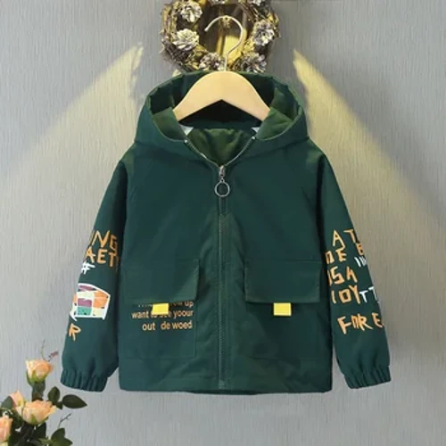 Chaquetas con capucha para niños, abrigo cortavientos fino con cremallera para primavera y otoño, abrigo informal con estampado para niños y niñas, ropa de abrigo para niños de 2 a 12 años