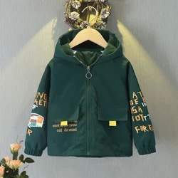 Crianças jaquetas com capuz primavera outono zíper fino blusão casaco casual impressão meninos meninas perfuração outerwear crianças roupas 2-12y