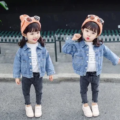 2024 Baby Girls Jeansjacka Vår Höst Barn Jeansjacka För tjejer Söt liten prinsessa Ytterkläder Barnkläder 1-10 år