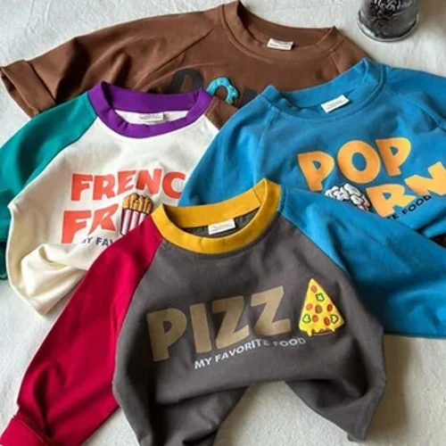 Børne T-shirts 2024 Efterårs T-shirt til børn Langærmede piger Toppe Drenge T-shirts 1-10 år Skole Baby Bluse Småbørn Overtøj