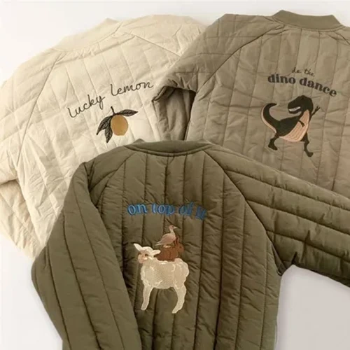 Giubbotti per ragazza ragazzo Autunno inverno manica lunga ricamo in pile di cotone Cappotti per bambini Capispalla Abbigliamento per bambini per bambini