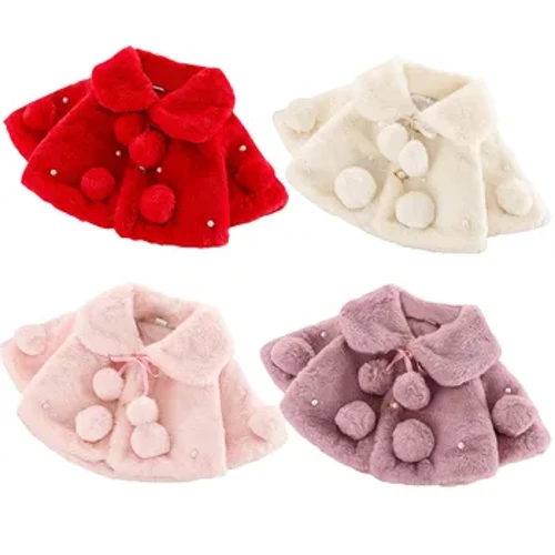0-4Y Cappotti per neonate 2022 Autunno Inverno Abbigliamento per bambini Manica lunga Mantello in pelliccia Giacca Tinta unita Cappotti per bambini Capispalla