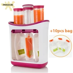 PANGDUBE B aby Estação complementar de espremer alimentos com 10 unidades de sacos de apertar, máquina dispensadora de comida para bebê, moinhos de alimentos para bebês