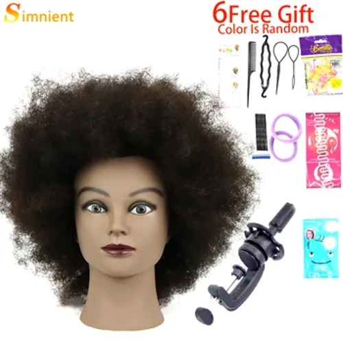 Afro maneken glave sa 100% prave ljudske kose frizerska obuka glava za salon kozmetičke lutke lutka za lutke glave