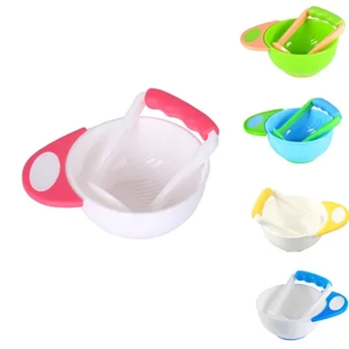 Tazón de molienda hecho a mano para comida de bebé, tazón triturador de frutas/verduras, molinillo de comida para bebé, tazón con varilla de molienda fina para niño