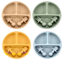 9Colors I-Baby Plate Setha Ukudla Ibanga Lesibili Izitsha zeSilicone BPA-Free Tableware Izingane Zokuphakela Izitsha Izingane Ezifunda Izitsha Ithreyi Ukuwisa