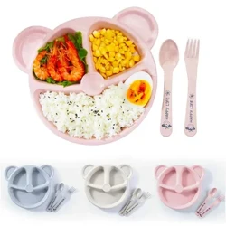 3Pcs / Çaga çüýşesi + çemçe + çeňňek Iýmitlendirmek Iýmit saçagy üçin gap-gaç multfilm aýy çagalar naharlary Iýmitleniş nahary iýmek Gyzgynlyga garşy okuw nahary