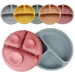 Không Chứa BPA Silicone Cho Bé Đĩa Hút Kid Đĩa Ăn Hút Bát Chống Thả Trẻ Em Món Ăn Tập Đi Cho Bé Ăn bộ Đồ Ăn