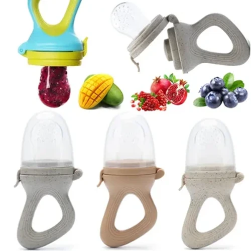 Ốp Cho Bé Ăn Trái Cây Có Nắp Núm Vú Cho Bé Thực Phẩm Tươi Sống Rau Bổ Sung Đậu Nành Nibbler Cho Ăn Mọc Răng Núm Vú Giả