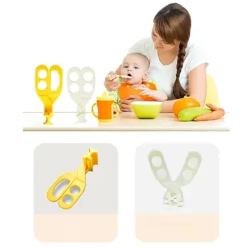 Tesoura para comida de bebê infantil com estojo de viagem, tesoura de cozinha para comida com trava de segurança, cortador de comida para bebê, sem BPA
