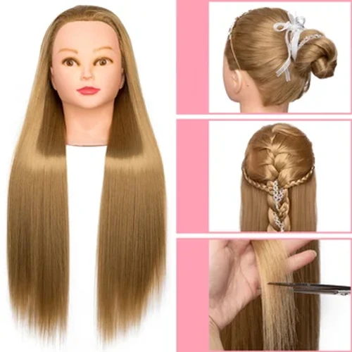 20 pouces 95% têtes de Mannequin de cheveux humains avec pour la formation de cheveux style Solon coiffeur têtes de poupée factice pour la pratique des coiffures