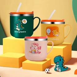 Lapsed joovad söötmiskõrrega Baby Cup 304 roostevabast terasest piimatops kaanega, põhust multikas, ühe käepidemega kukkumisvastane veepudel