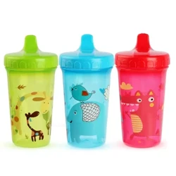 Paʻi Kiʻi Kiʻi Paʻi ʻAʻo Pepe inu kīʻaha kūʻē i ka hāʻule Leakproof pēpē wai kīʻaha ʻōmole BPA Free Plastic kīʻaha Random Pattern