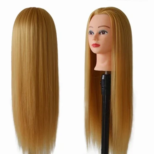 Earraí gruagaire ceann mannequin 100% Gruaige Snáithín Teochta Teasa Gruaige Snáithín 24inch ar Fad Oiliúint Braiding Ceann Díolachán Tiubh Blonde Óir Blonde