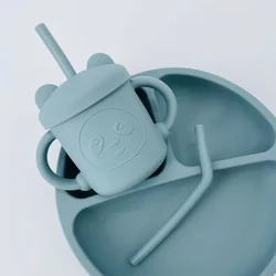Cho Bé Drinkware Với 2 Ống Hút Cốc Bé Học Tập Ăn Ly Sippy Cup BPA Silicone Bộ Đồ Ăn Cho Bé Bình Nước