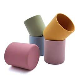 Babaí Foghlaim Conas Ól Cupán Leanaí Beathú Corn Lapadán Naíonán Earraí Boird Corn Óil BPA Silicone Teas-resistant Grád Bia Saor in Aisce